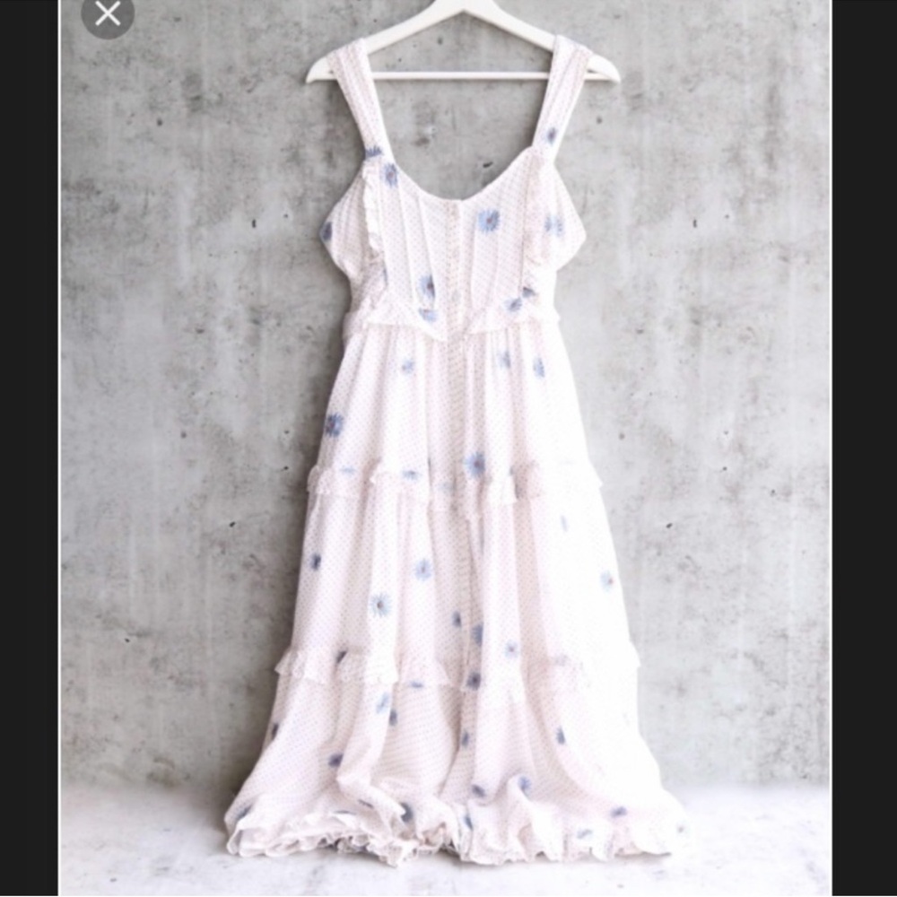 Free People Daisy Chain midi embroidered dress size Medium